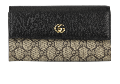 Gucci GG Marmont Continental Wallet, &pound;295, Accessories, Black/Brown, Canvas/Leather, Front view